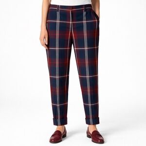 TOMMY HILFIGER Machine Washable Straight Leg Slim Plaid Pants Cuffed Hems Sz 12